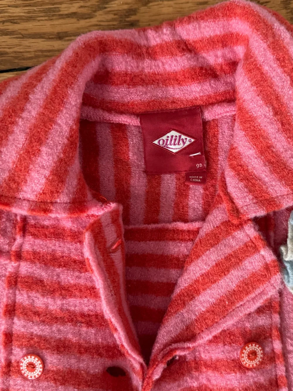 Oilily Pink & Coral Striped Kids Peacoat - Size 92 (2T)